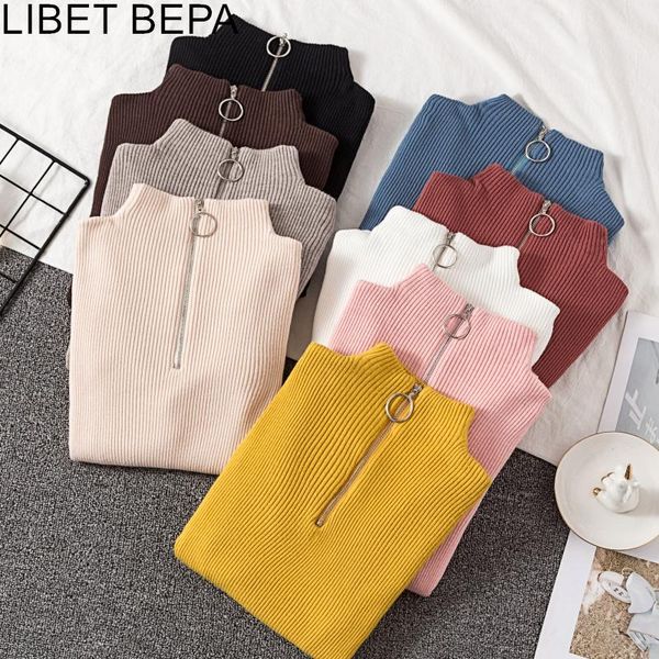 women's sweaters 2021 autumn winter bottoming jumpers zipper casual fashionable skinny knitted female pullover sw8820, White;black
women's sweaters 2021 autumn winter bottoming jumpers zipper casual fashionable skinny knitted female pullover sw8820, White;black