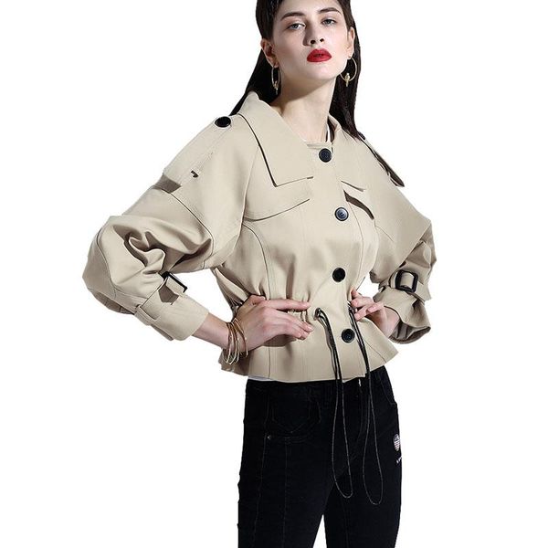 women's trench coats 2021 european style ladies spring autumn coat women elegant slim short female high-end show thin windbreaker g117, Tan;black
women's trench coats 2021 european style ladies spring autumn coat women elegant slim short female high-end show thin windbreaker g117, Tan;black