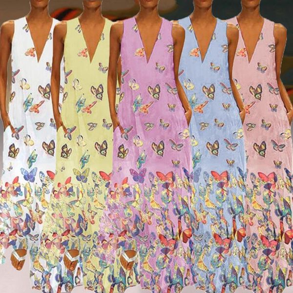 fashion summer sundress women long butterfly printed bohemian dress ladies casual pockets tunic robe women's swimwear, White;black
fashion summer sundress women long butterfly printed bohemian dress ladies casual pockets tunic robe women's swimwear, White;black