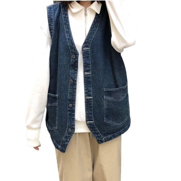 women's vests 2021 spring women denim vest coat vintage cardigan jeans sleeveless v-neck single breasted loose casual waistcoat, Black;white
women's vests 2021 spring women denim vest coat vintage cardigan jeans sleeveless v-neck single breasted loose casual waistcoat, Black;white