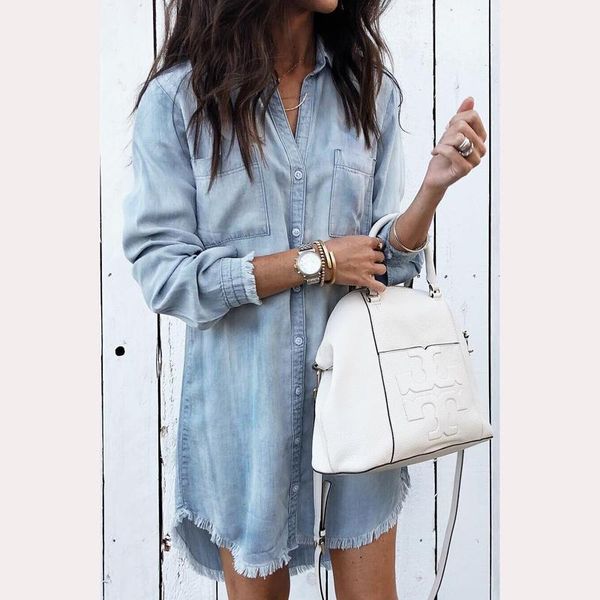 women's blouses & shirts womens denim long sleeve tassel blouse mini dress ladies casual shirt tee stylish extra, White
women's blouses & shirts womens denim long sleeve tassel blouse mini dress ladies casual shirt tee stylish extra, White