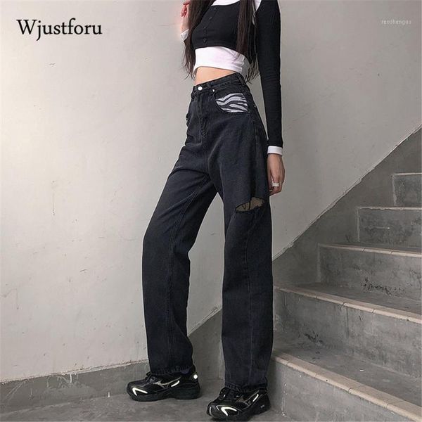 wjustforu streetwear hole black jeans women baggy casual high waist loose straight pants korean fashion denim trousers women's & capris, Black;white
wjustforu streetwear hole black jeans women baggy casual high waist loose straight pants korean fashion denim trousers women's & capris, Black;white