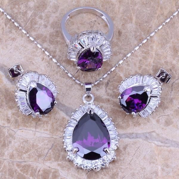 earrings & necklace purple cubic zirconia white cz silver plated jewelry sets pendant ring size 6 / 7 8 9 10 s0101
earrings & necklace purple cubic zirconia white cz silver plated jewelry sets pendant ring size 6 / 7 8 9 10 s0101
