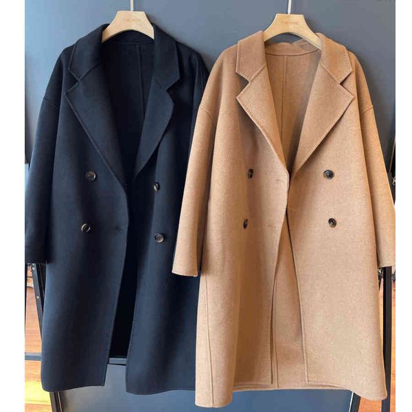 women's wool & blends 2021 autumn fashion coat turn down collar drouble breasted en femme casaco abrigo streetwear, Black
women's wool & blends 2021 autumn fashion coat turn down collar drouble breasted en femme casaco abrigo streetwear, Black