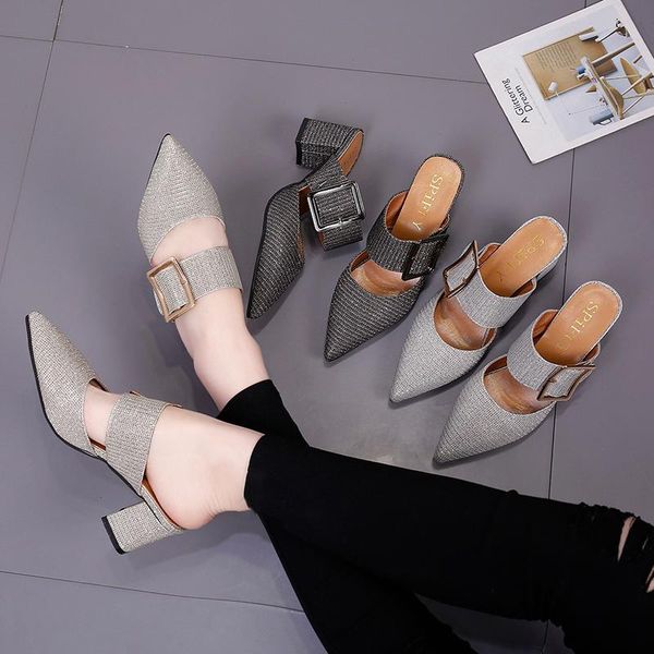 sandals 2021 fashion pointed metal decorative ladies outdoor commuter women's casual comfort, Black
sandals 2021 fashion pointed metal decorative ladies outdoor commuter women's casual comfort, Black