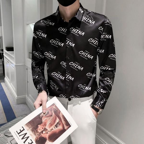 men's casual shirts 2021 leeter print men shirt autumn long sleeve slim formal business dress chemise homme streetwear social blouse, White;black
men's casual shirts 2021 leeter print men shirt autumn long sleeve slim formal business dress chemise homme streetwear social blouse, White;black