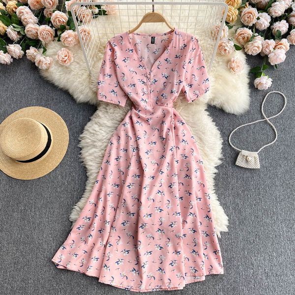 french vestidos women's summer temperament v-neck breasted slim floral platycodon midi dress gk779 210506, Black;gray
french vestidos women's summer temperament v-neck breasted slim floral platycodon midi dress gk779 210506, Black;gray