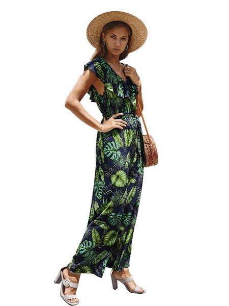 women's jumpsuits & rompers original design ladies jumpsuit fashion print ruffled short sleeve v-neck slim waist flare trousers women o, Black;white
women's jumpsuits & rompers original design ladies jumpsuit fashion print ruffled short sleeve v-neck slim waist flare trousers women o, Black;white