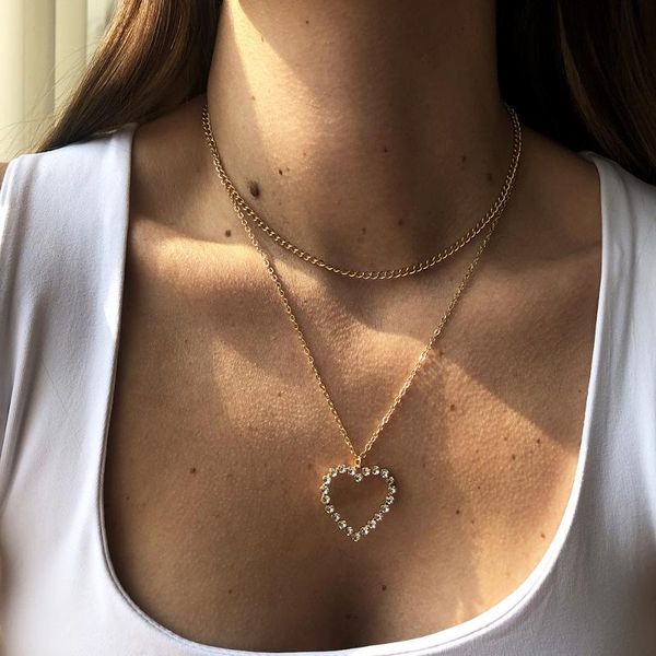 chains fashion item decoration simple love hollow geometric double-layer clavicle chain temperament commuter micro-inlaid necklace, Silver
chains fashion item decoration simple love hollow geometric double-layer clavicle chain temperament commuter micro-inlaid necklace, Silver