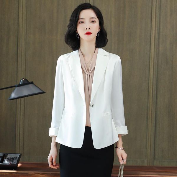black silk suit jacket women's small 2021 spring and autumn temperament british style jackets, Black;brown
black silk suit jacket women's small 2021 spring and autumn temperament british style jackets, Black;brown