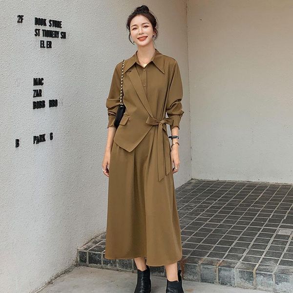 casual dresses brown suit dress female 2021 spring autumn korean loose long solid color lapel fake two irregular fashion women's 60x, Black;gray
casual dresses brown suit dress female 2021 spring autumn korean loose long solid color lapel fake two irregular fashion women's 60x, Black;gray