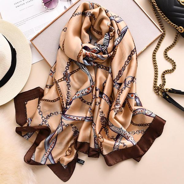 scarves spring and autumn silk warm scarf women's long air conditioning shawl fashion chain sunscreen, Blue;gray
scarves spring and autumn silk warm scarf women's long air conditioning shawl fashion chain sunscreen, Blue;gray