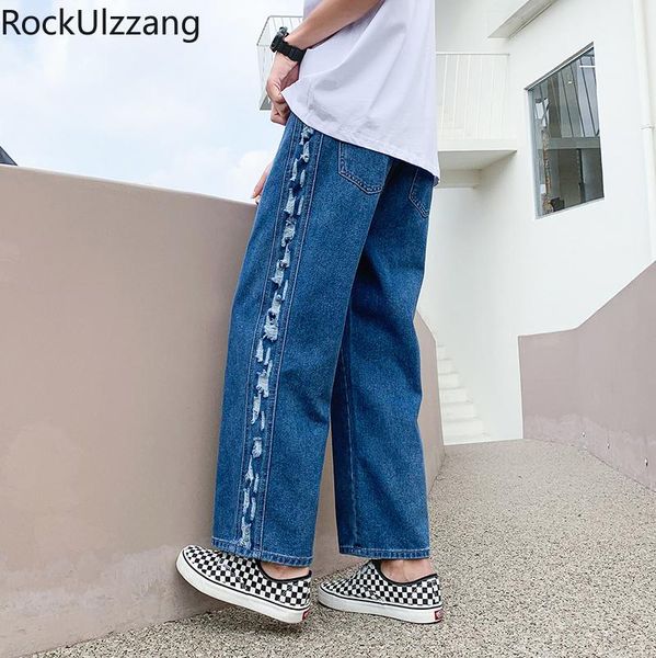 men's jeans plus size side ripped hole solid blue fashion casual men denim pant streetwear loose straight trouser hip hop korean cloth
men's jeans plus size side ripped hole solid blue fashion casual men denim pant streetwear loose straight trouser hip hop korean cloth