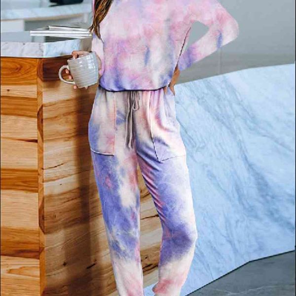 women set tie dye print long sleeve o-neck tshirt pants tracksuit summer two piece casual outfit lounge wear 210520, White
women set tie dye print long sleeve o-neck tshirt pants tracksuit summer two piece casual outfit lounge wear 210520, White