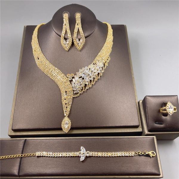 earrings & necklace luxury cubic zircon jewelry set gold earring bracelet ring for women bride wedding wholesale, Silver
earrings & necklace luxury cubic zircon jewelry set gold earring bracelet ring for women bride wedding wholesale, Silver