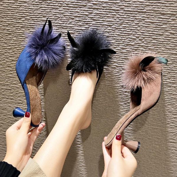 slippers 2021 fur women's 6cm high heels woman shoes ladies female slides fashion women pumps mules lady slipper11, Black
slippers 2021 fur women's 6cm high heels woman shoes ladies female slides fashion women pumps mules lady slipper11, Black
