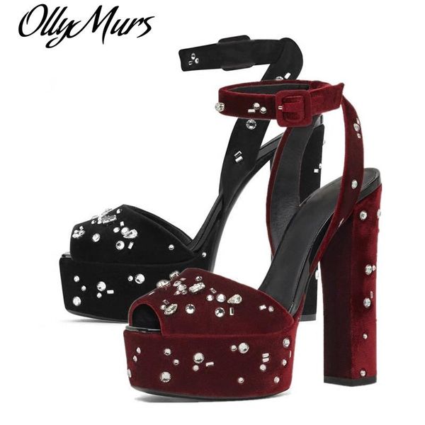 ollymurs glitter pure white rhinestone studs velvet sandals heels peep toe wedding crystal ankle strap high dress shoes, Black
ollymurs glitter pure white rhinestone studs velvet sandals heels peep toe wedding crystal ankle strap high dress shoes, Black