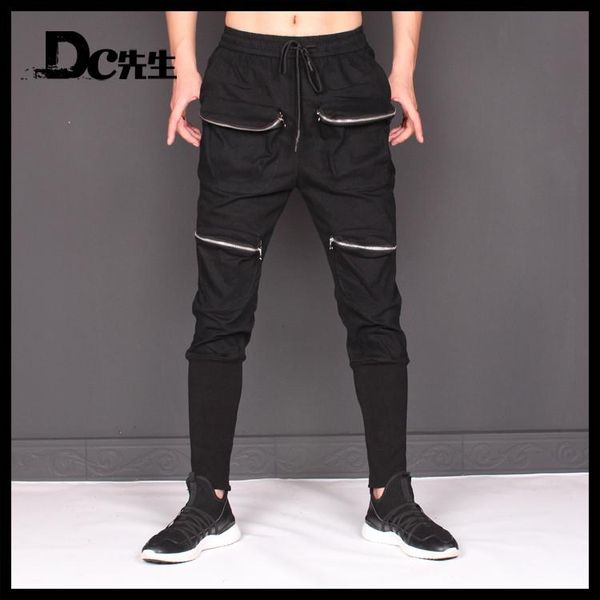 winter men's personality casual haren pants multiple pockets elastic waist upon drilling skull costumes, Black
winter men's personality casual haren pants multiple pockets elastic waist upon drilling skull costumes, Black