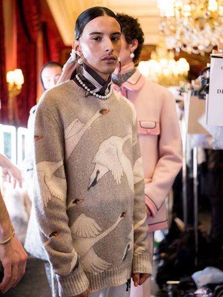 men's sweaters rk1378 fashion 2021 runway luxury european design party style clothing, White;black
men's sweaters rk1378 fashion 2021 runway luxury european design party style clothing, White;black