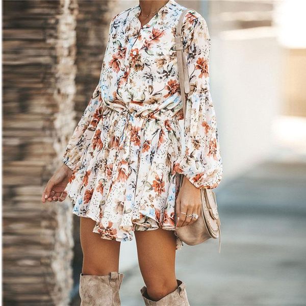 casual dresses summer floral print long sleeve sashes button ruffles elegant ladies mini dress spring autumn women holiday vestidos, Black;gray
casual dresses summer floral print long sleeve sashes button ruffles elegant ladies mini dress spring autumn women holiday vestidos, Black;gray