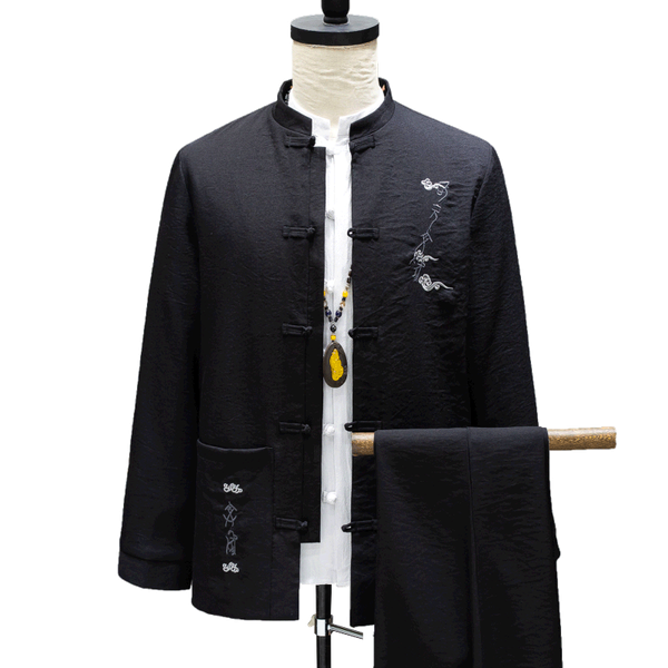 men's tracksuits 2021 men chinese style tang suit mandarin collar tunic jackets mens coat +pants male emboridery sets -5xl, Gray
men's tracksuits 2021 men chinese style tang suit mandarin collar tunic jackets mens coat +pants male emboridery sets -5xl, Gray
