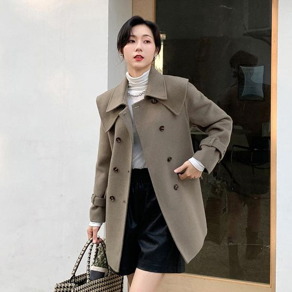 women's wool & blends autumn and winter simple hepburn style medium length handmade high count double sided coat for women d199, Black
women's wool & blends autumn and winter simple hepburn style medium length handmade high count double sided coat for women d199, Black