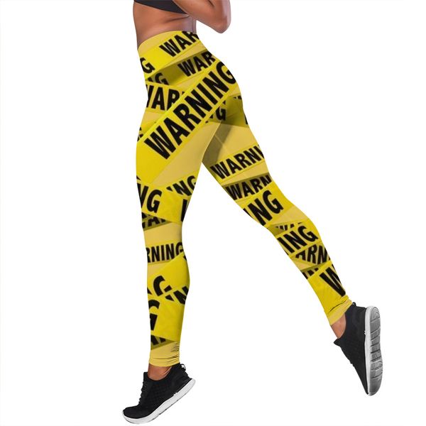 cloocl yellow cordon warning pattern women leggings ladies yoga suits sport suit 3d printed teens slim fitness clothes sets, Black 
cloocl yellow cordon warning pattern women leggings ladies yoga suits sport suit 3d printed teens slim fitness clothes sets, Black