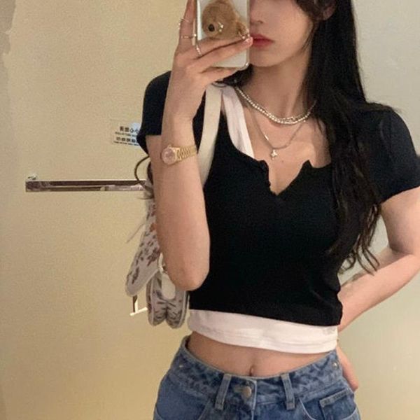 women's blouses & shirts solid y2k crop women slim tshirt females korean fashion casual short sleeve streetwear black blouse summe, White
women's blouses & shirts solid y2k crop women slim tshirt females korean fashion casual short sleeve streetwear black blouse summe, White