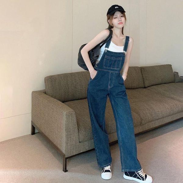 women's jeans pants spring and autumn 2021 retro loose straight high waist wide leg drop feeling suspender, Blue
women's jeans pants spring and autumn 2021 retro loose straight high waist wide leg drop feeling suspender, Blue