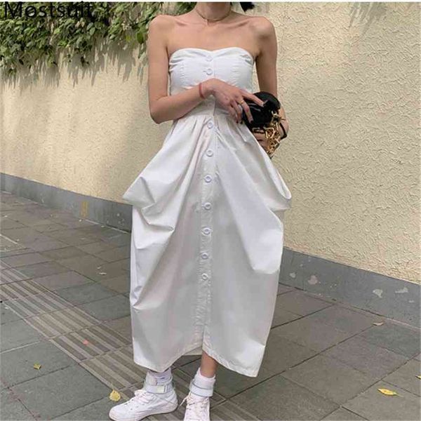 white strapless women long dress spring summer single-breasted sleeveless mid-calf dresses fashion female vestidos 210513, Black;gray
white strapless women long dress spring summer single-breasted sleeveless mid-calf dresses fashion female vestidos 210513, Black;gray