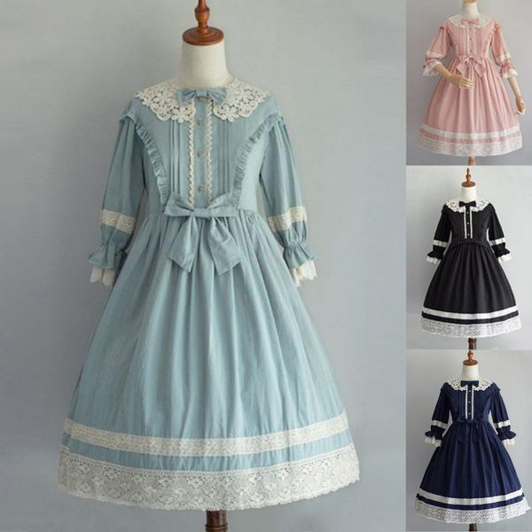 casual dresses fashion women gothic lolita dress vintage bow lace flounce long sleeve patchwork costume party princess vestidos #, Black;gray
casual dresses fashion women gothic lolita dress vintage bow lace flounce long sleeve patchwork costume party princess vestidos #, Black;gray
