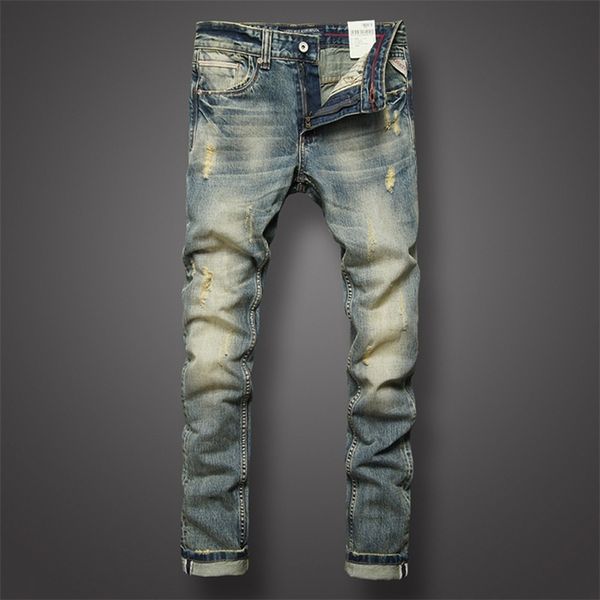 italian style fashion men jeans retro wash slim fit ripped denim trousers vintage designer cotton long pants hombre 210319, Blue
italian style fashion men jeans retro wash slim fit ripped denim trousers vintage designer cotton long pants hombre 210319, Blue