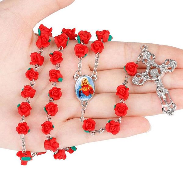 pendant necklaces arrival 8mm polymer clay rose beads rosary catholic necklace with holy soil medal crucifix prayer religious cross, Silver
pendant necklaces arrival 8mm polymer clay rose beads rosary catholic necklace with holy soil medal crucifix prayer religious cross, Silver