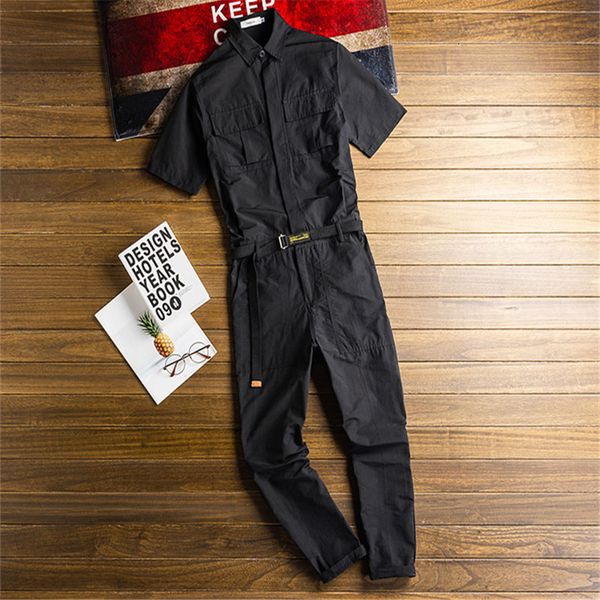 pantblack japanese punk style hip hop pocket pants solid color short sleeve loose jumpsuit men's streetwear, Black
pantblack japanese punk style hip hop pocket pants solid color short sleeve loose jumpsuit men's streetwear, Black