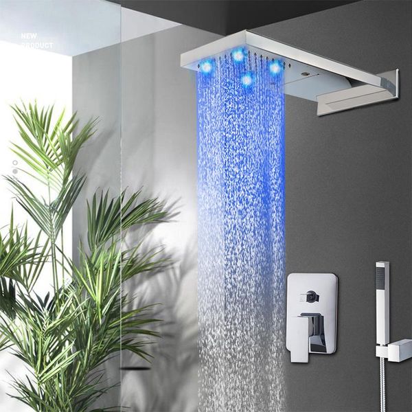 bathroom shower faucet set led rectangle head jets sprayer mixer control valve hand sets
bathroom shower faucet set led rectangle head jets sprayer mixer control valve hand sets
