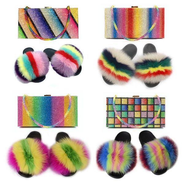 women real fur slippers girl's fluffy party slides ladies furry sandals female home shoes rainbow color rhinestone bags sets, Black
women real fur slippers girl's fluffy party slides ladies furry sandals female home shoes rainbow color rhinestone bags sets, Black