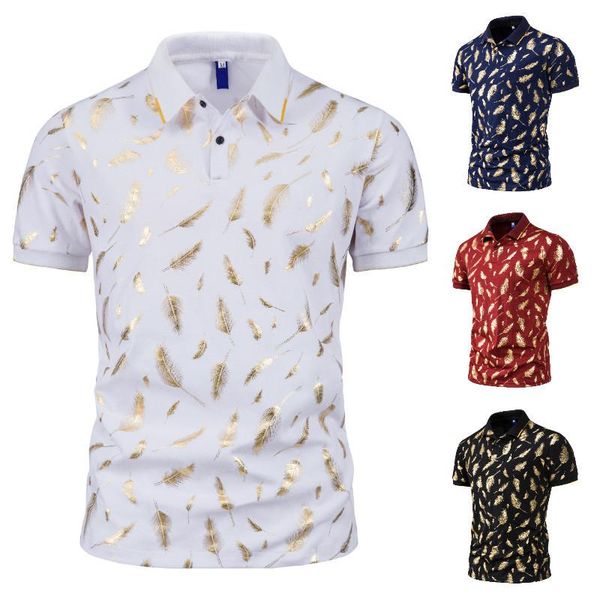 men's polos fashion feather bronzing print short sleeve lapel t-shirt shirt 2021 summer, White;black
men's polos fashion feather bronzing print short sleeve lapel t-shirt shirt 2021 summer, White;black