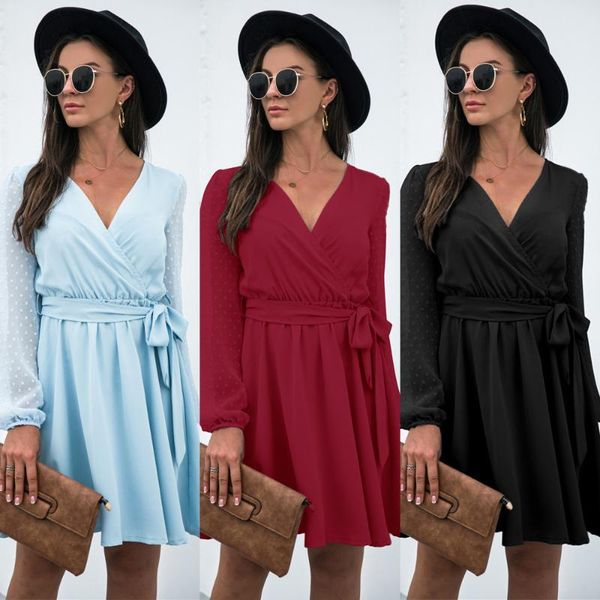 casual dresses women solid color a-line robe femme patchwork bandage v-neck long sleeve jacquard slim dress for woman vestido de mujer, Black;gray
casual dresses women solid color a-line robe femme patchwork bandage v-neck long sleeve jacquard slim dress for woman vestido de mujer, Black;gray