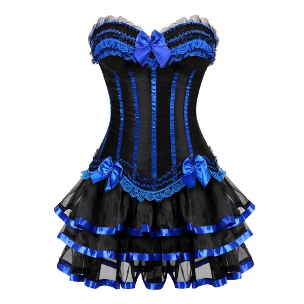 gothic blue corsets dress with skirt costumes vintage striped floral lace up overbust corset bustier for women dancing clothing, Black;white
gothic blue corsets dress with skirt costumes vintage striped floral lace up overbust corset bustier for women dancing clothing, Black;white
