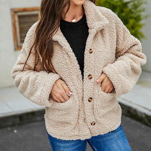 women's jackets autumn and winter 2021 trendy lapel single-breasted pockets long-sleeved fashion casual loose wool coat women, Black;brown
women's jackets autumn and winter 2021 trendy lapel single-breasted pockets long-sleeved fashion casual loose wool coat women, Black;brown