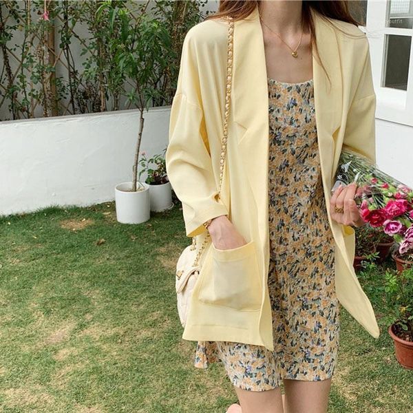 women's suits & blazers chiffon thin women suit tide summer three quarter sleeve single button loose female fashion ladies clothes kor, White;black
women's suits & blazers chiffon thin women suit tide summer three quarter sleeve single button loose female fashion ladies clothes kor, White;black