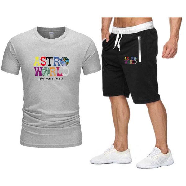 new summer travis scott t-shirt shorts set crew neck letter black men's short sleeves, White;black
new summer travis scott t-shirt shorts set crew neck letter black men's short sleeves, White;black