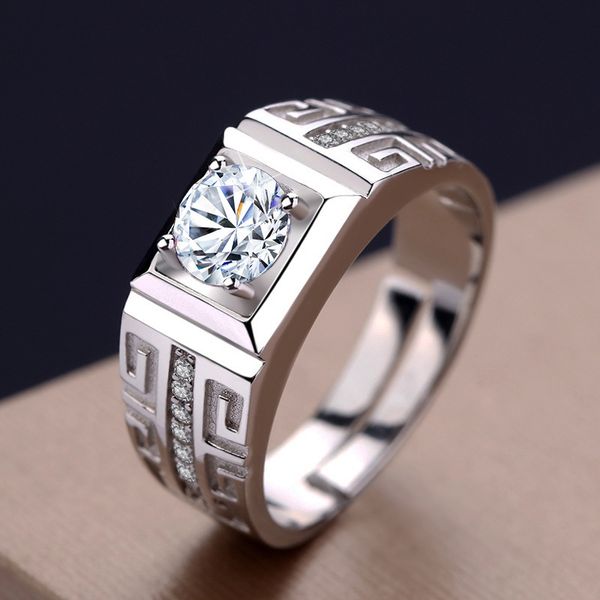men's personality opening adjustable wedding simulation diamond men's hip hop domineering, Silver
men's personality opening adjustable wedding simulation diamond men's hip hop domineering, Silver