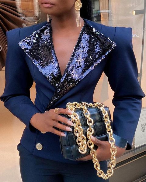 women's suits & blazers blue wide shoulder fashion sequin lapel suit coat noble temperament pad slim fit small commuter professional we, White;black
women's suits & blazers blue wide shoulder fashion sequin lapel suit coat noble temperament pad slim fit small commuter professional we, White;black
