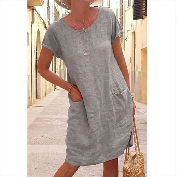 summer loose solid color womens dresses pocket short sleeve round neck cotton linen mid waist casual dress women s clothing, Black;gray
summer loose solid color womens dresses pocket short sleeve round neck cotton linen mid waist casual dress women s clothing, Black;gray