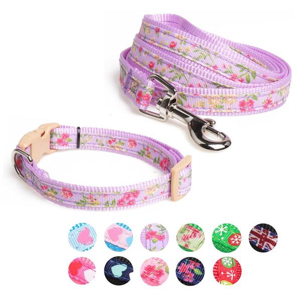 dog collars & leashes personalized pet collar printed nylon webbing traction suitable for small and medium-sized dogs durable accessories