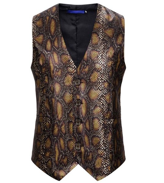 men's vests retro design casual slim pu leather vest nice autumn sleeveless waistcoat python print suit, Black;white
men's vests retro design casual slim pu leather vest nice autumn sleeveless waistcoat python print suit, Black;white