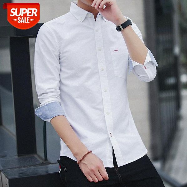 spring cotton long-sleeved shirt men korean slim white oxford men's casual young clothing #op5p, White;black
spring cotton long-sleeved shirt men korean slim white oxford men's casual young clothing #op5p, White;black