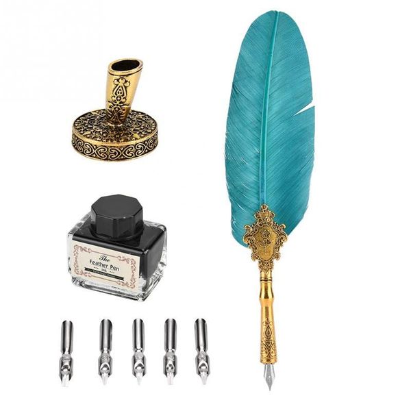 fountain pens retro classical pen old european style feather with 5 dip nips writing ink bottle set gift box
fountain pens retro classical pen old european style feather with 5 dip nips writing ink bottle set gift box