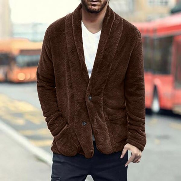 men's jackets autumn and winter jacket solid color double-sided plush single breasted button pocket cardigan outwear fashion coat, Black;brown
men's jackets autumn and winter jacket solid color double-sided plush single breasted button pocket cardigan outwear fashion coat, Black;brown